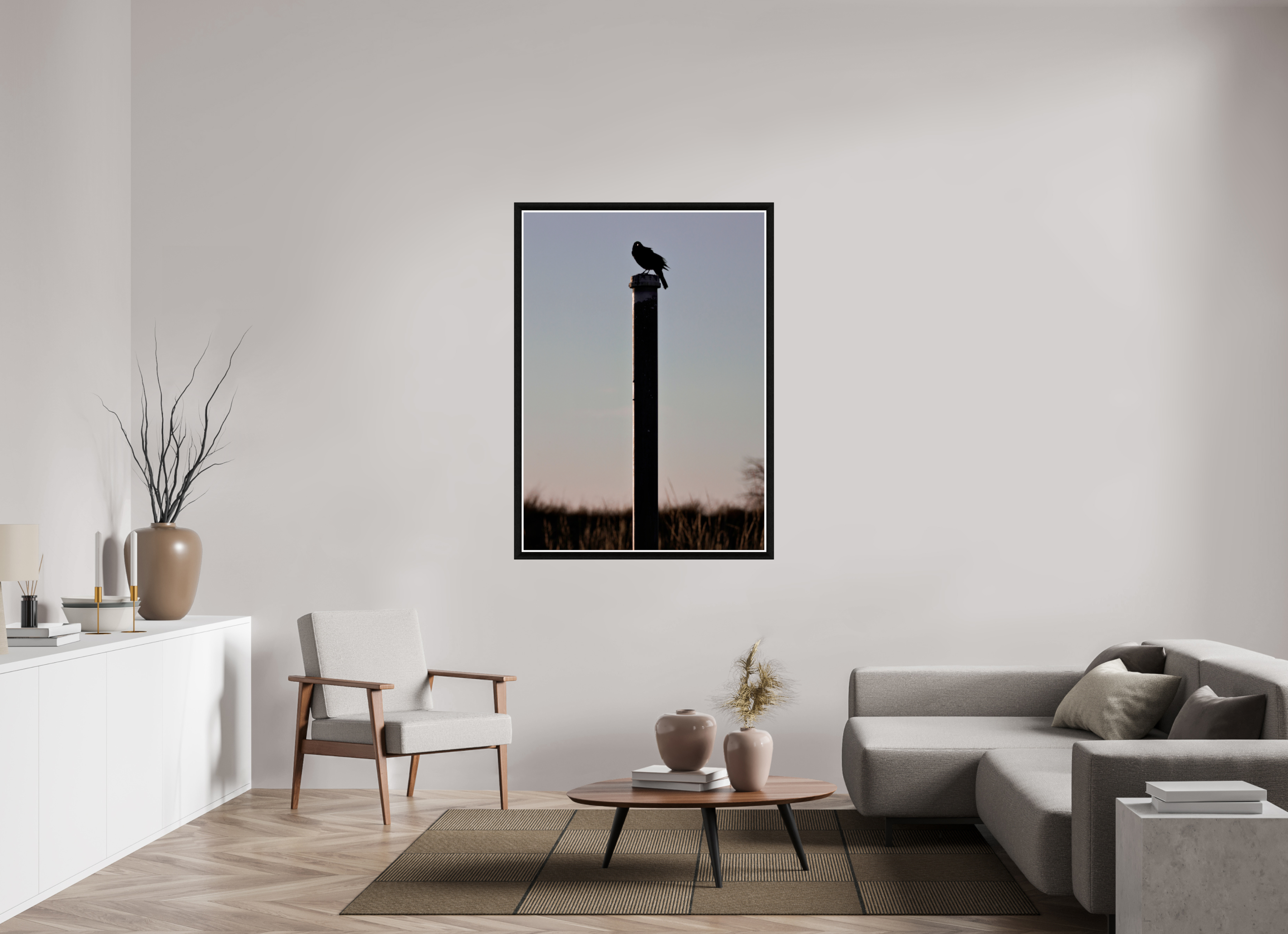 39 x 54.6″, Framed Acrylic Print Stare of a Blackbird