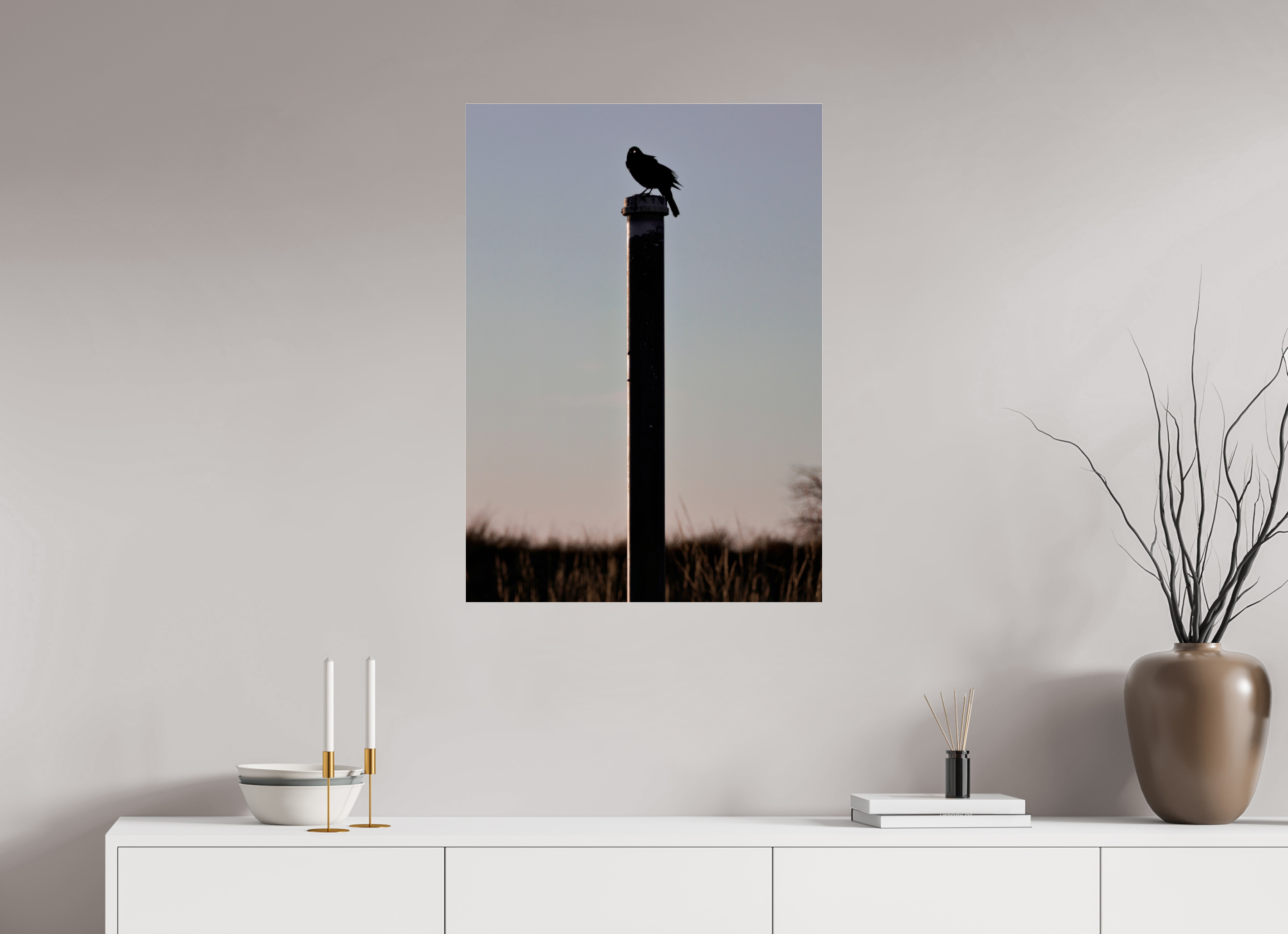 24 x 33.6″, Print Under Acrylic Stare of a Blackbird