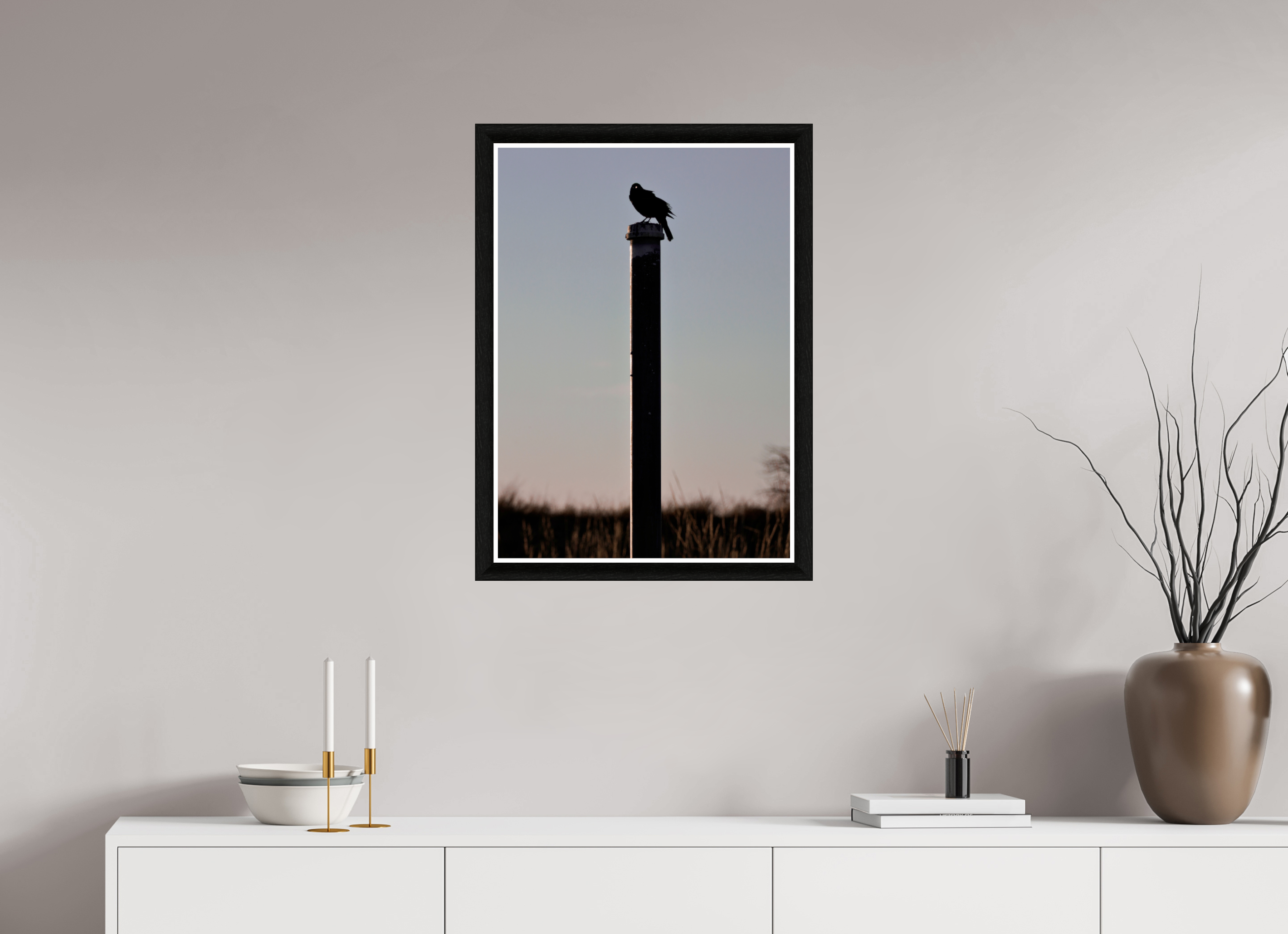 20 x 28″, Framed Acrylic Print Stare of a Blackbird