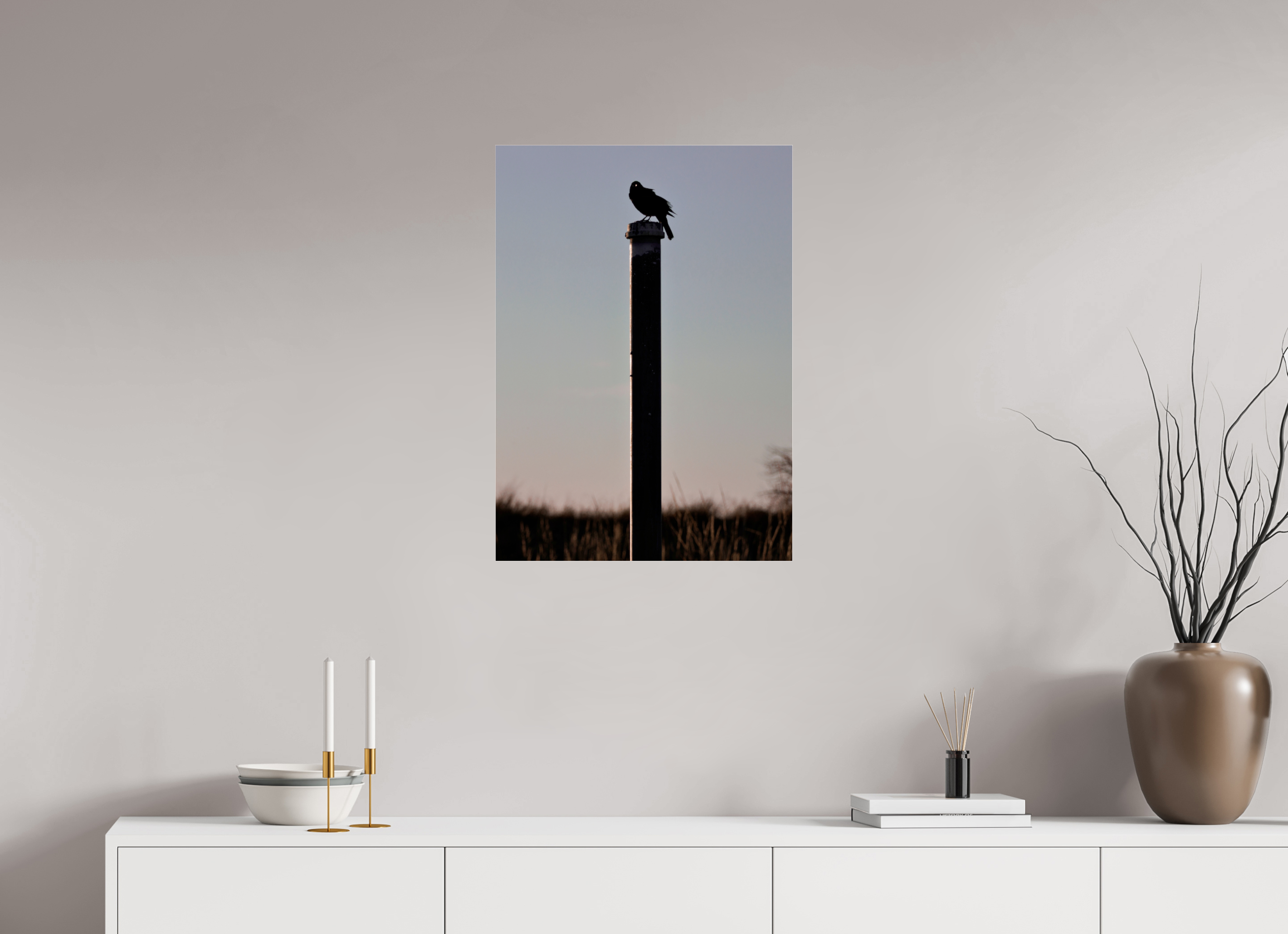 20 x 28″, Print Under Acrylic Stare of a Blackbird