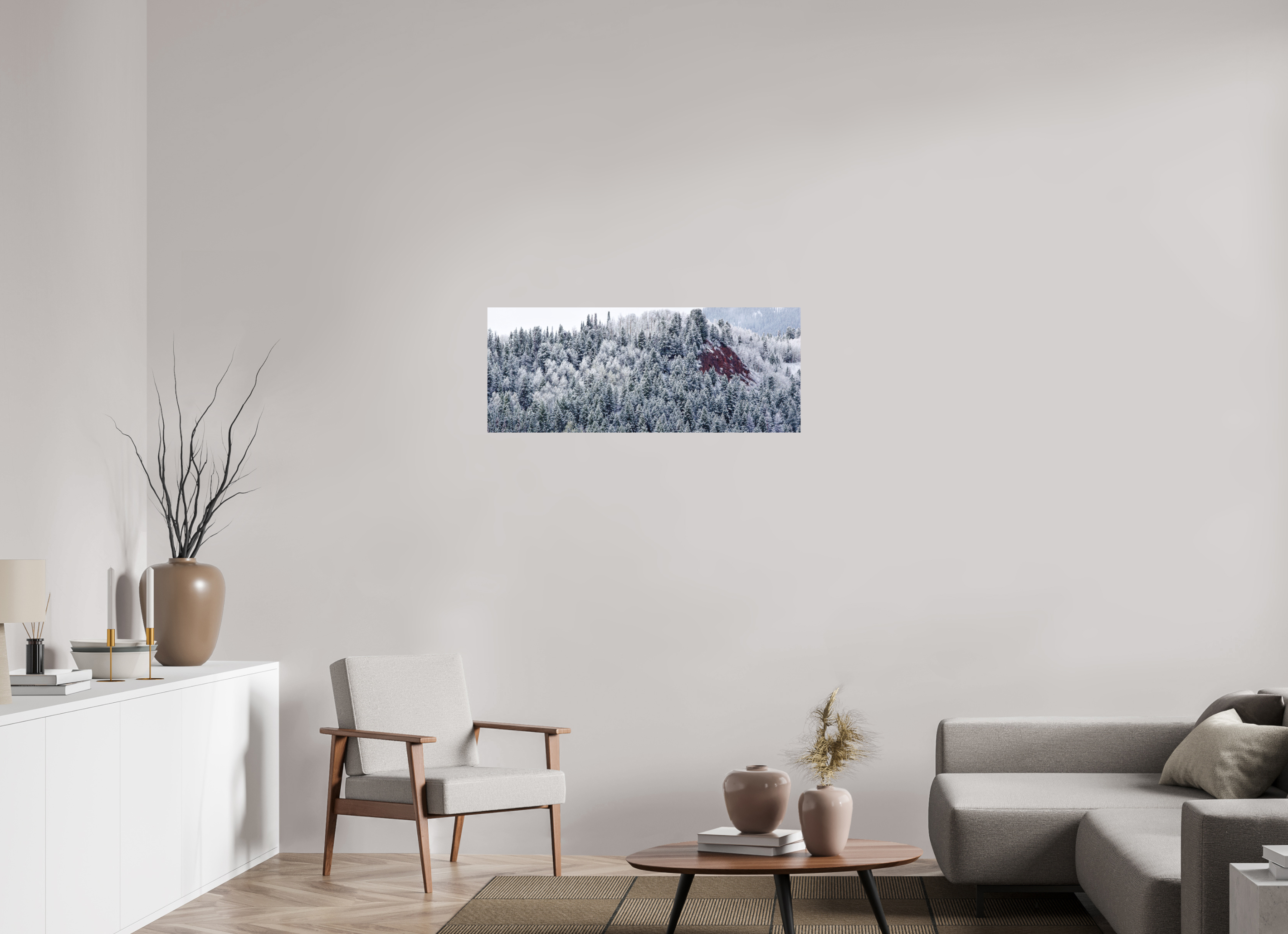 40 x 16″, Matte Print Spring Snow on Red Hill