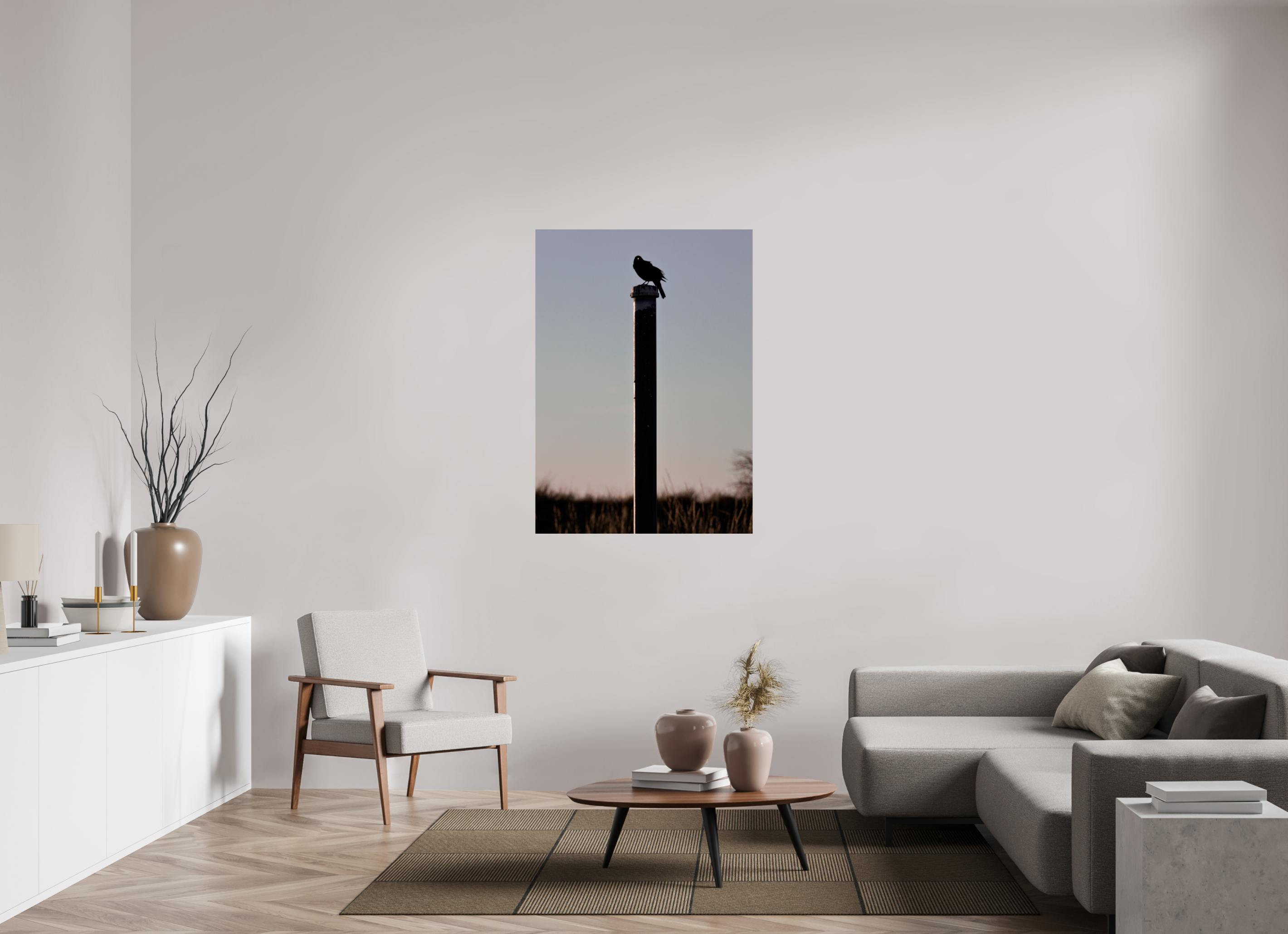 35 x 49″, Glossy Print Stare of a Blackbird