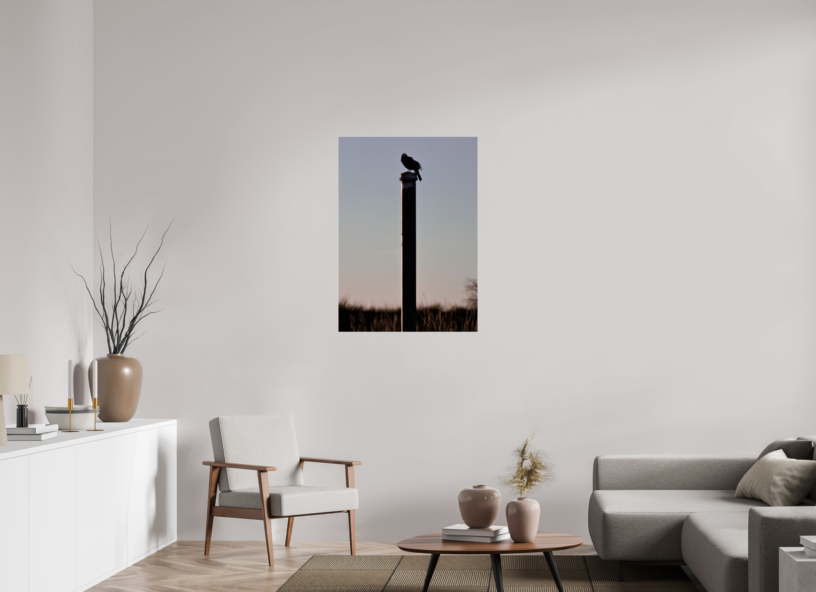 28 x 39.2″, Print Under Acrylic Stare of a Blackbird