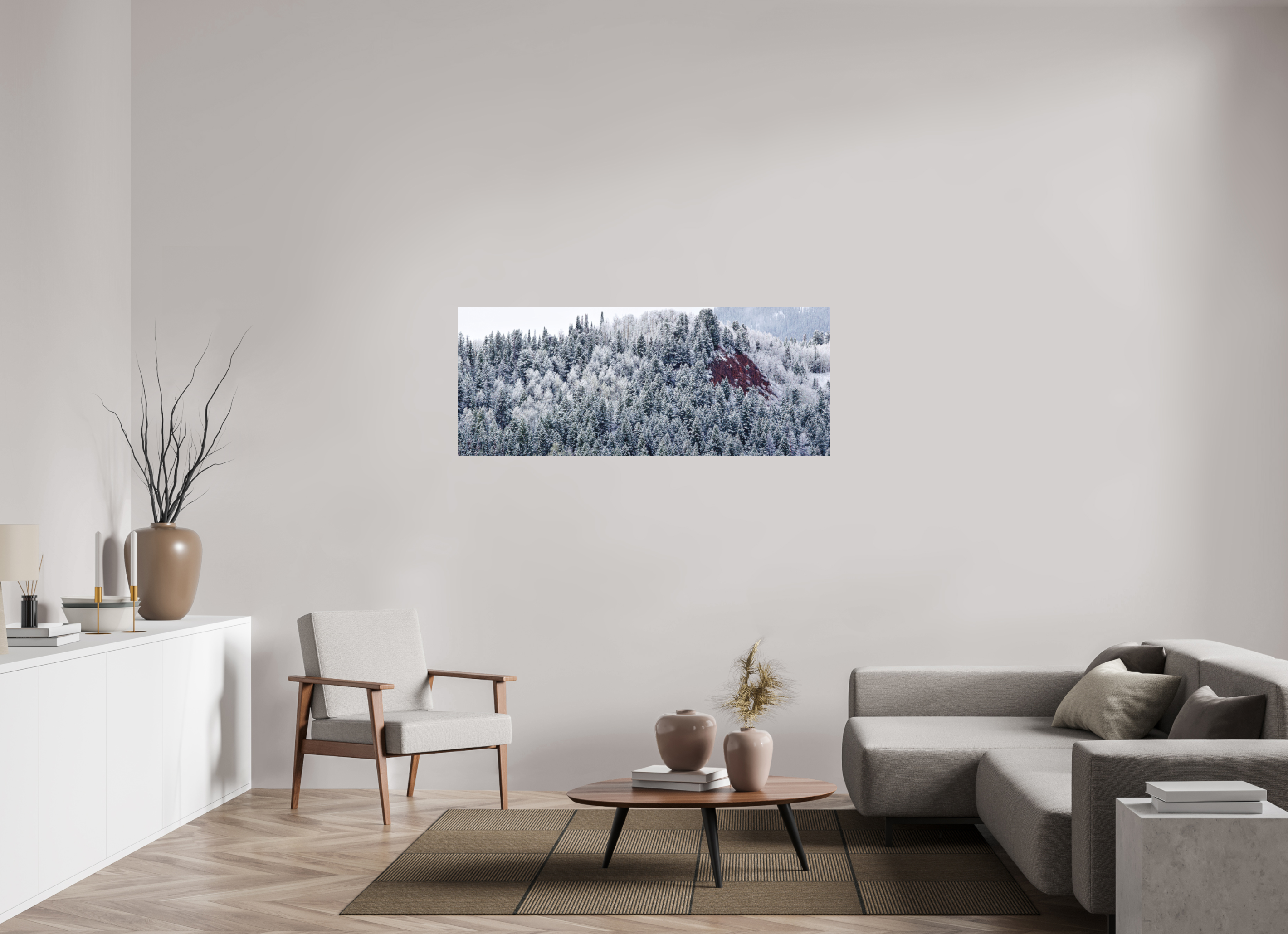 60 x 24″, Matte Print Spring Snow on Red Hill