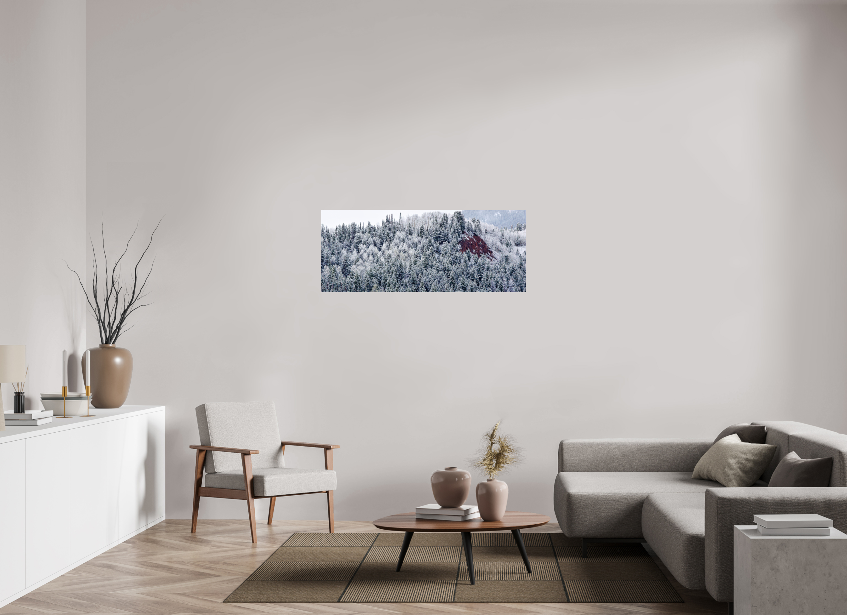 50 x 20″, Print Under Acrylic Spring Snow on Red Hill