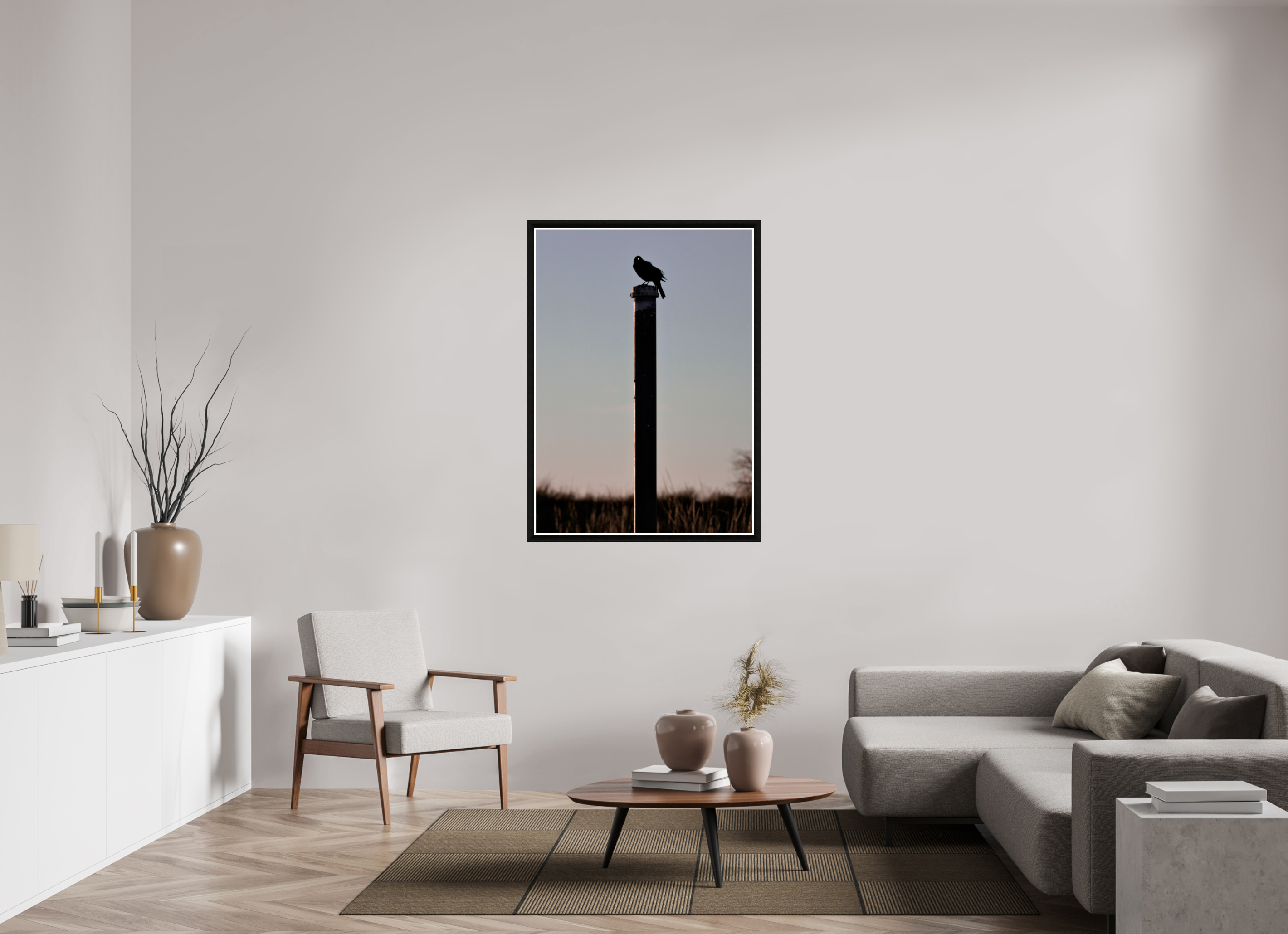 35 x 49″, Framed Acrylic Print Stare of a Blackbird